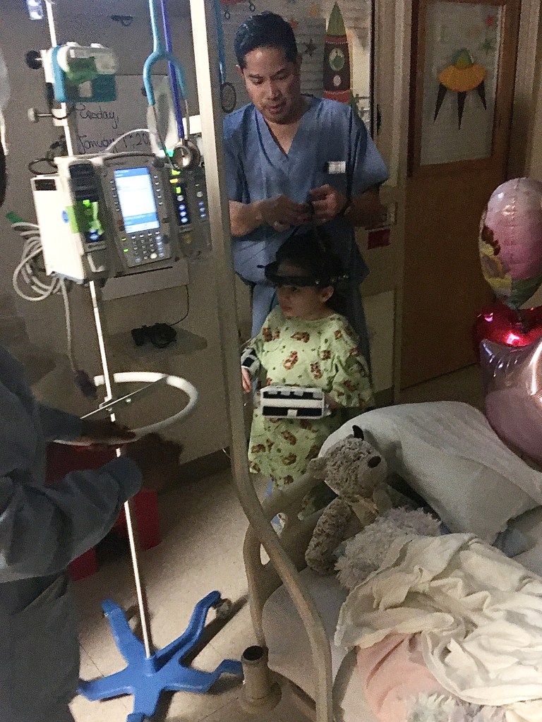 RN Ernesto and Tenleigh on night one after the halo was applied.